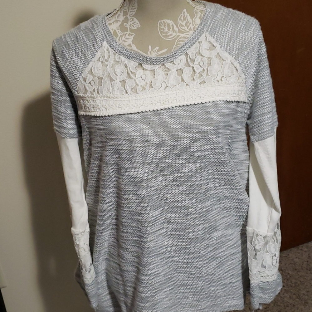 Annabelle long sleeve lacey light sweater